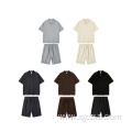 Summer new loose all-match waffle polo shirt suit